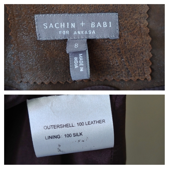 Sachin + Babi For Ankasa Brown Leather Jacket Size 8 - Picture 16 of 16